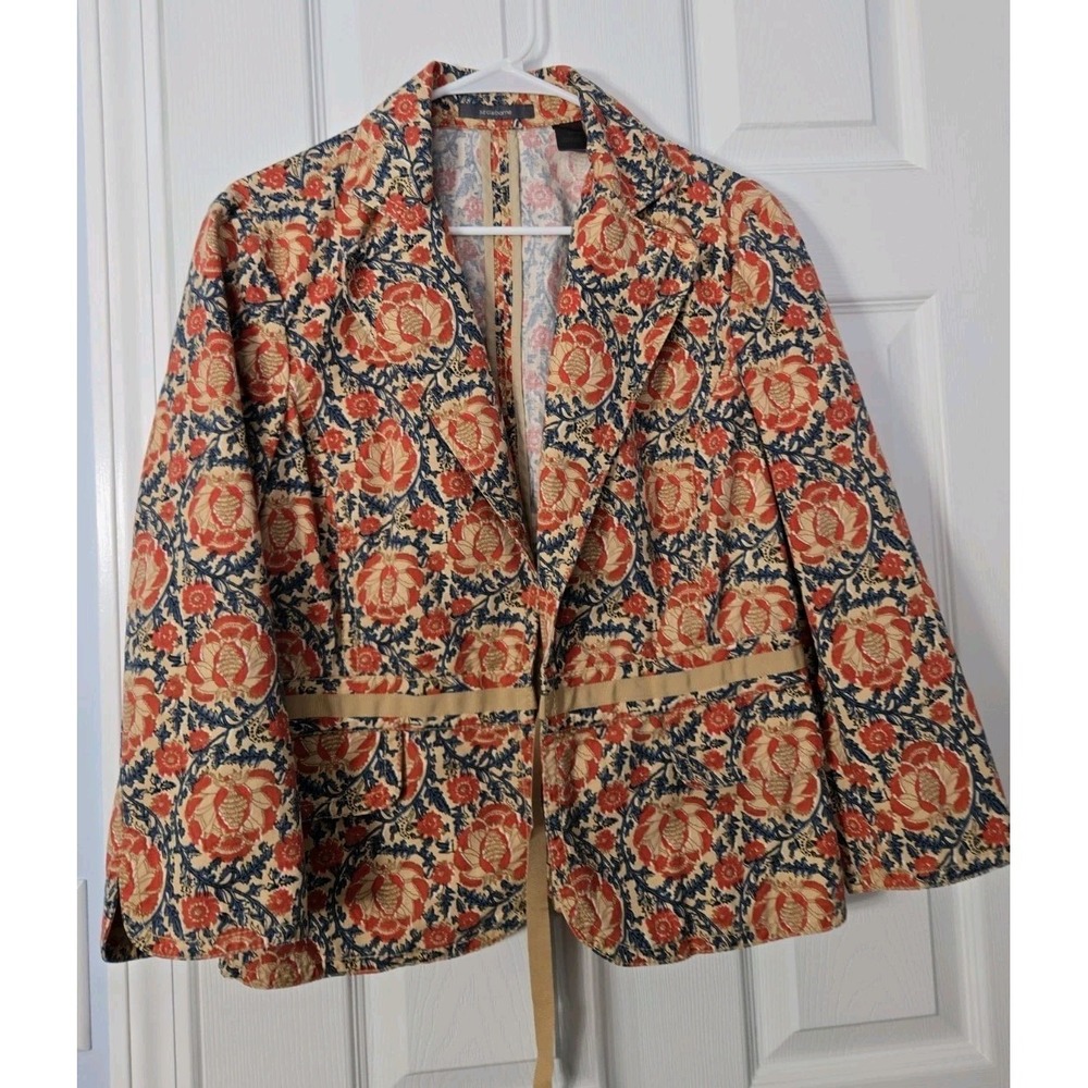 Liz Claiborne Womans Blazer Florial‎ Print Size 12 Orange & Blue